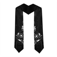 Hawaii Honu Graduation Stole Polynesian Curves Plumeria Grayscale