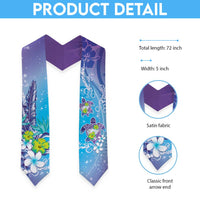 Hawaii Honu Graduation Stole Tropical Flowers Purple Gradient