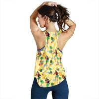 Hawaii Hula Girl Tropical Women Racerback Tank Yellow Palaka