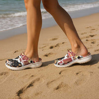 Hawaii Japanese Culture Black Clogs Shoes Spring Cranes Aloha Pattern