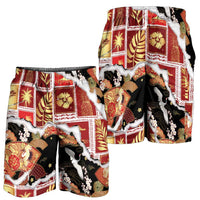 Hawaii Japanese Culture Black Shorts for Men Spring Cranes Aloha Pattern