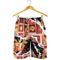 Hawaii Japanese Culture Black Shorts for Men Spring Cranes Aloha Pattern