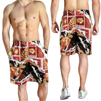 Hawaii Japanese Culture Black Shorts for Men Spring Cranes Aloha Pattern