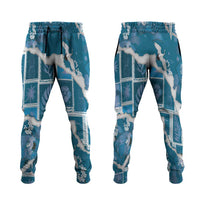 Hawaii Japanese Culture Blue Jogger Pants Spring Cranes Aloha Pattern