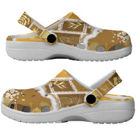 Hawaii Japanese Culture Gold Clogs Shoes Spring Cranes Aloha Pattern