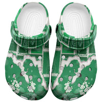Hawaii Japanese Culture Green Clogs Shoes Spring Cranes Aloha Pattern