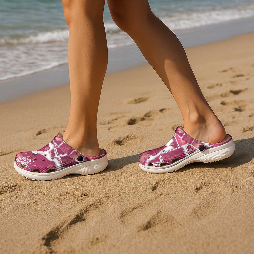 Hawaii Japanese Culture Pink Clogs Shoes Spring Cranes Aloha Pattern