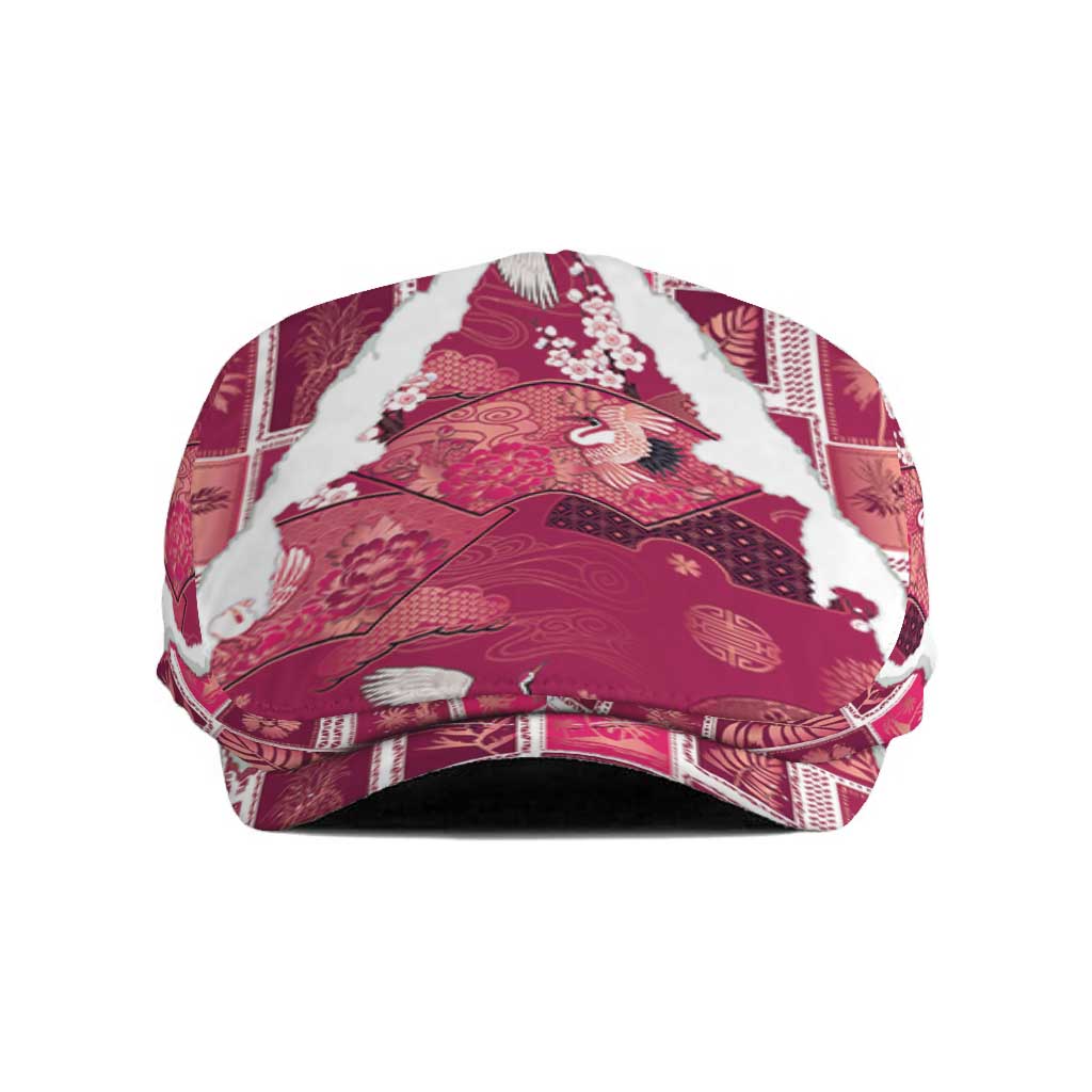 Hawaii Japanese Culture Pink Jeff Hat Spring Cranes Aloha Pattern