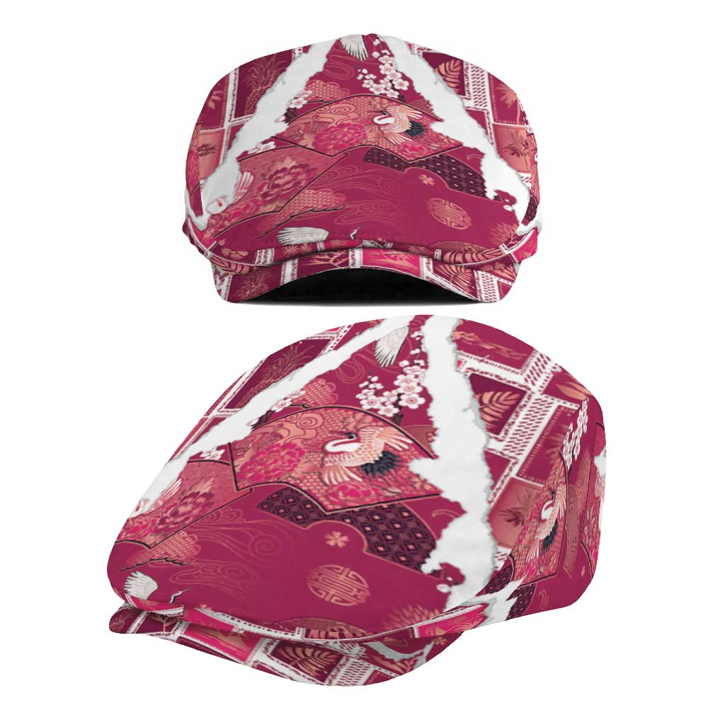 Hawaii Japanese Culture Pink Jeff Hat Spring Cranes Aloha Pattern