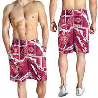 Hawaii Japanese Culture Pink Shorts for Men Spring Cranes Aloha Pattern