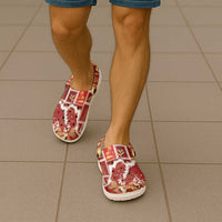Hawaii Japanese Culture Red Clogs Shoes Spring Cranes Aloha Pattern