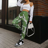 Hawaii Japanese Culture Sage Green Jogger Pants Spring Cranes Aloha Pattern