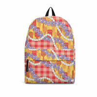 Hawaii Kahili Palaka Motifs Backpack Hawaiian Honohono Pikake Lei LT14 Red - Polynesian Pride