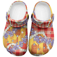 Hawaii Kahili Palaka Motifs Clogs Shoes Hawaiian Honohono Pikake Lei LT14 Red - Polynesian Pride