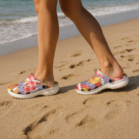 Hawaii Kahili Palaka Motifs Clogs Shoes Hawaiian Honohono Pikake Lei LT14 - Polynesian Pride