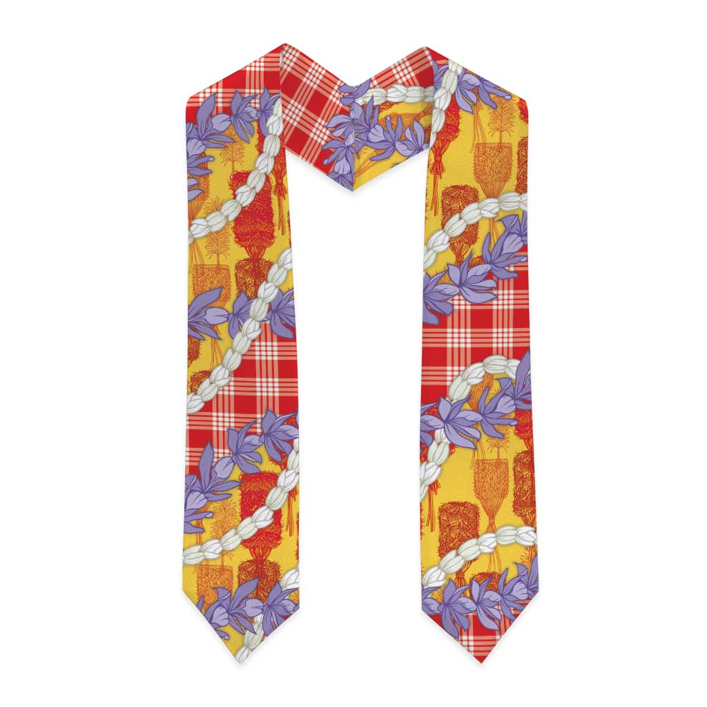 Hawaii Kahili Palaka Motifs Graduation Stole Hawaiian Honohono Pikake Lei LT14 - Polynesian Pride