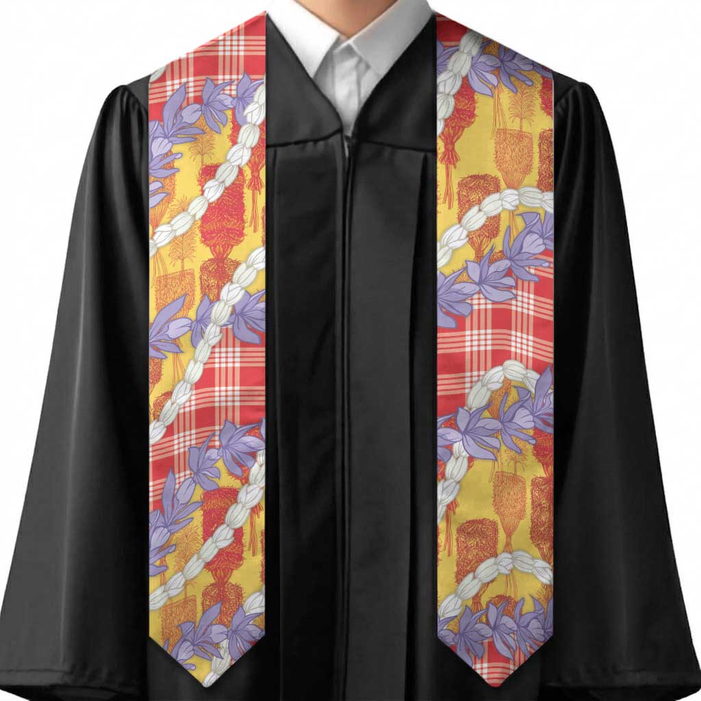 Hawaii Kahili Palaka Motifs Graduation Stole Hawaiian Honohono Pikake Lei LT14 - Polynesian Pride