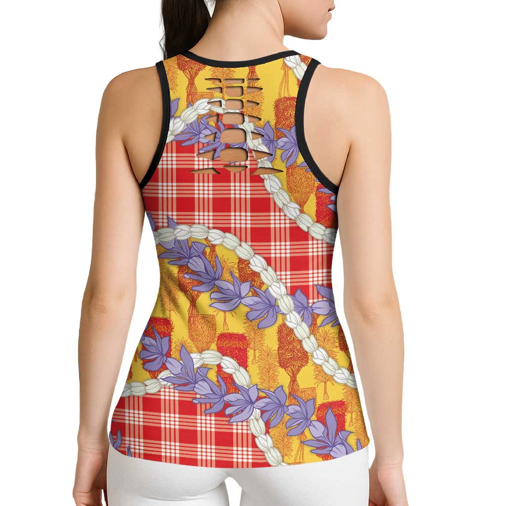Hawaii Kahili Palaka Motifs Hollow Tank Top Hawaiian Honohono Pikake Lei LT14 - Polynesian Pride