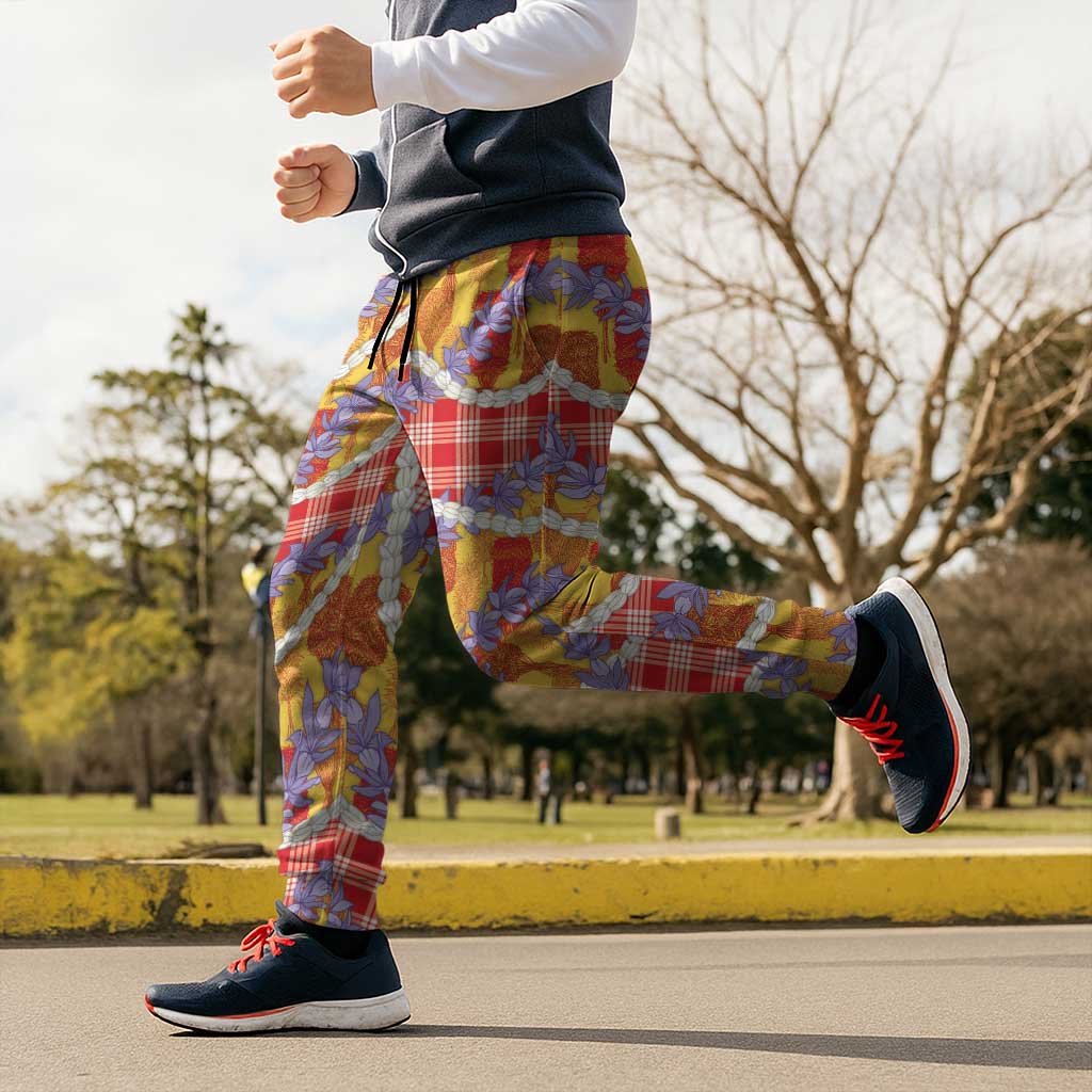 Hawaii Kahili Palaka Motifs Jogger Pants Hawaiian Honohono Pikake Lei LT14 - Polynesian Pride