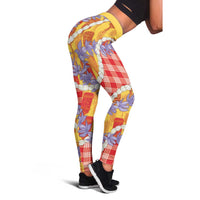 Hawaii Kahili Palaka Motifs Leggings Hawaiian Honohono Pikake Lei LT14 - Polynesian Pride