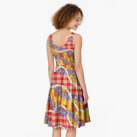 Hawaii Kahili Palaka Motifs Midi Dress Hawaiian Honohono Pikake Lei LT14 - Polynesian Pride