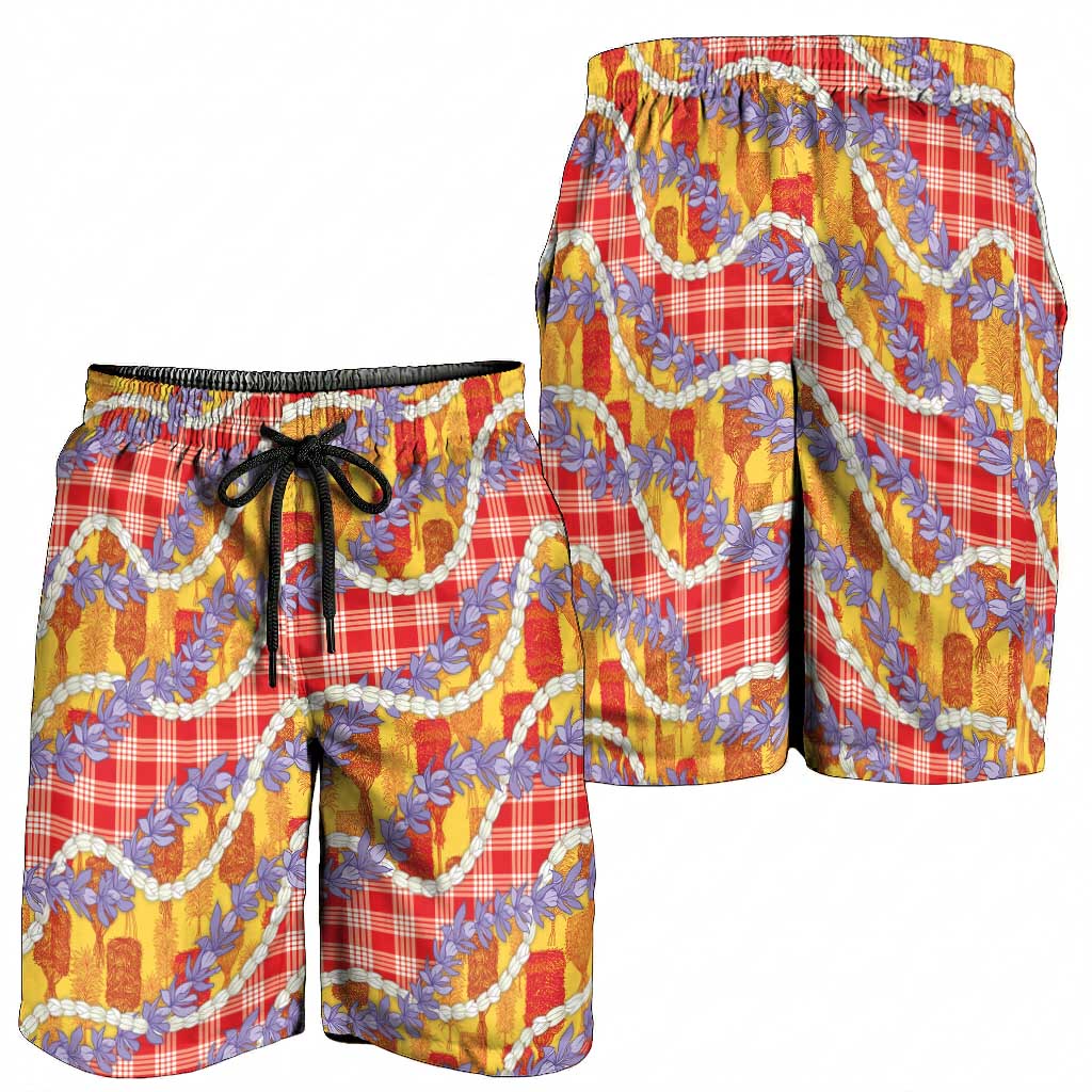 Hawaii Kahili Palaka Motifs Shorts for Men Hawaiian Honohono Pikake Lei LT14 - Polynesian Pride