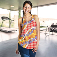 Hawaii Kahili Palaka Motifs Women Racerback Tank Hawaiian Honohono Pikake Lei LT14 - Polynesian Pride