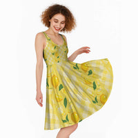 Hawaii Lemon Palaka Midi Dress Striped Stylized