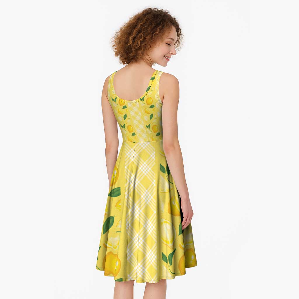Hawaii Lemon Palaka Midi Dress Striped Stylized