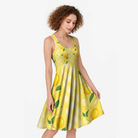 Hawaii Lemon Palaka Midi Dress Striped Stylized