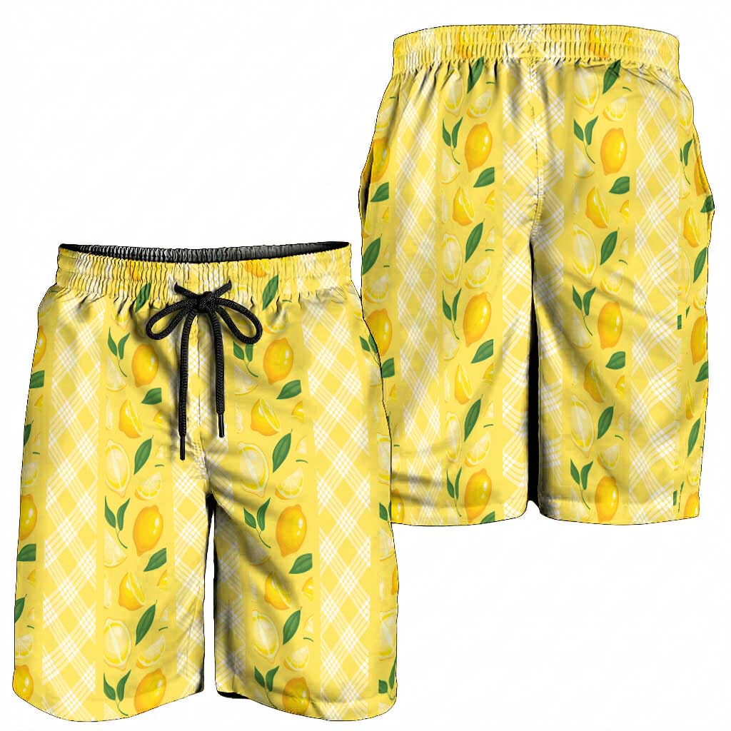 Hawaii Lemon Palaka Shorts for Men Striped Stylized