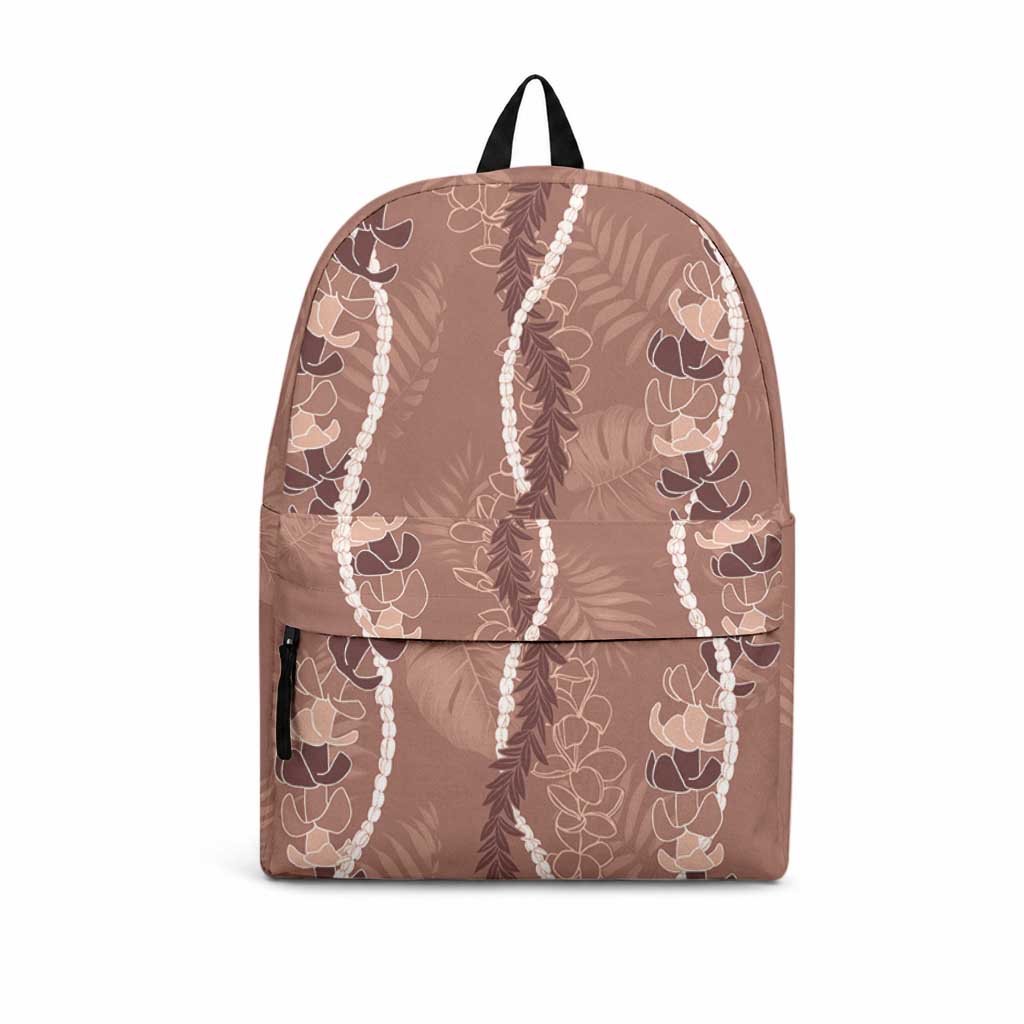 Hawaii Maile Lei Backpack With Brown Monstera Pattern LT05 Brown - Polynesian Pride