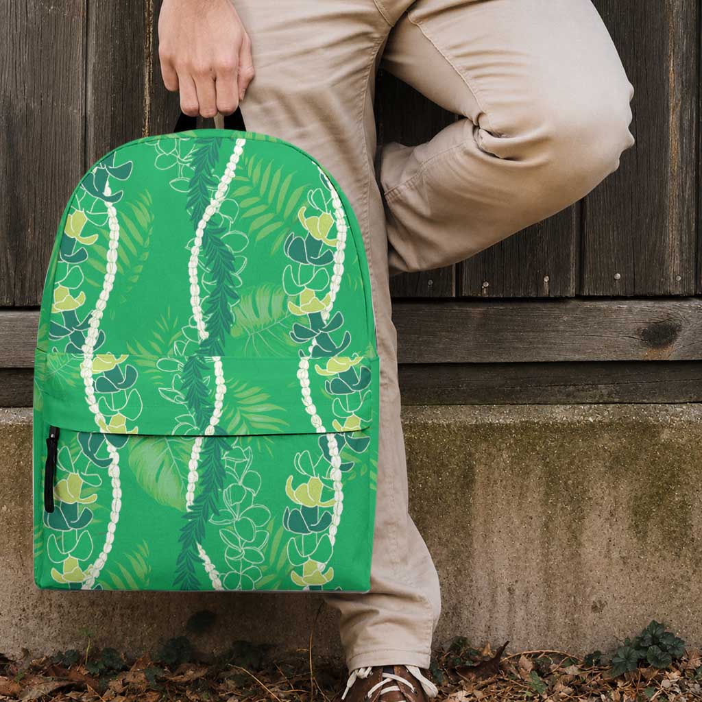 Hawaii Maile Lei Backpack With Green Monstera Pattern LT05 - Polynesian Pride