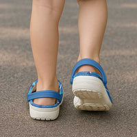 Hawaii Maile Lei Clogs Shoes With Blue Monstera Pattern - Polynesian Pride