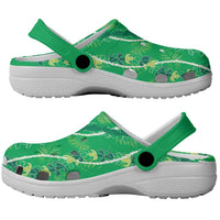 Hawaii Maile Lei Clogs Shoes With Green Monstera Pattern - Polynesian Pride