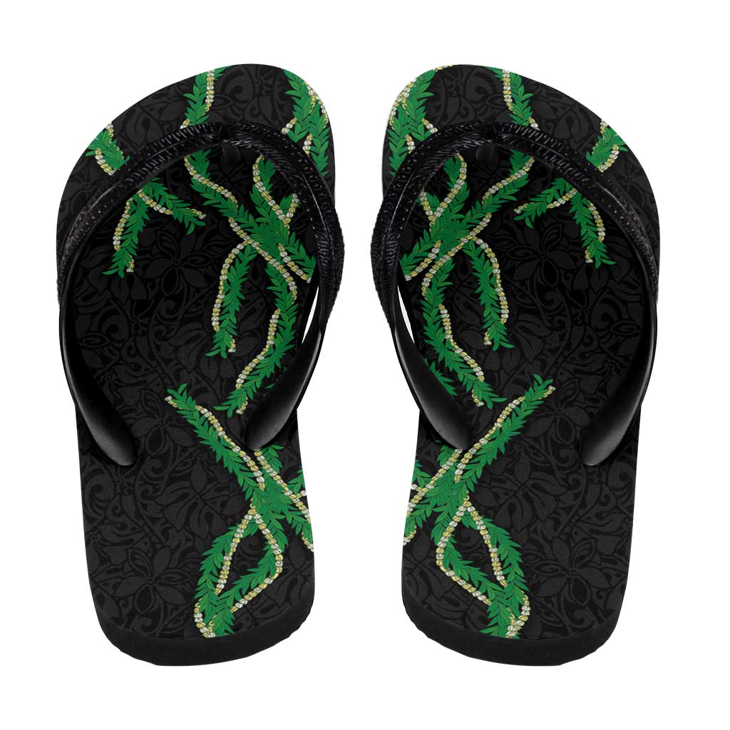 Hawaii Maile Lei Flip Flops Aloha Black Color LT03 - Polynesian Pride