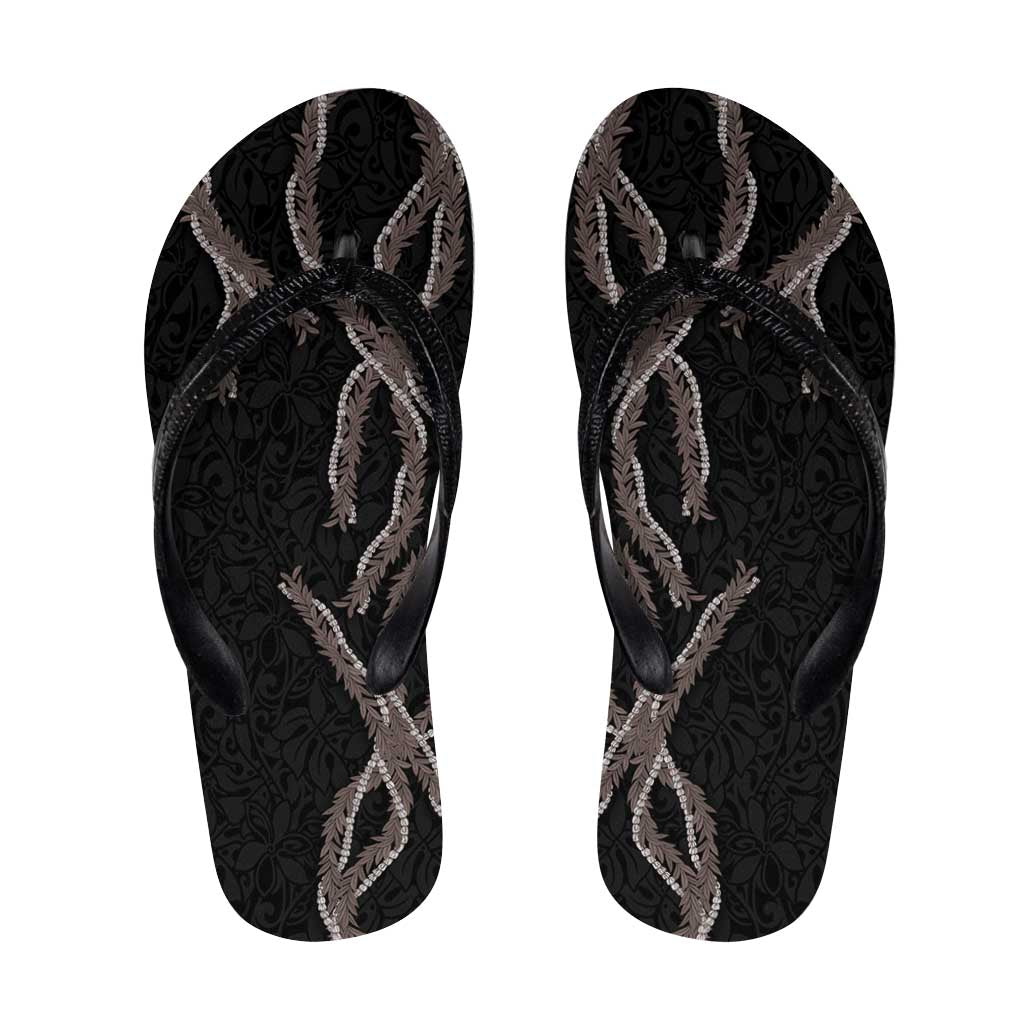 Hawaii Maile Lei Flip Flops Aloha Grayscale Color LT03 Grey - Polynesian Pride