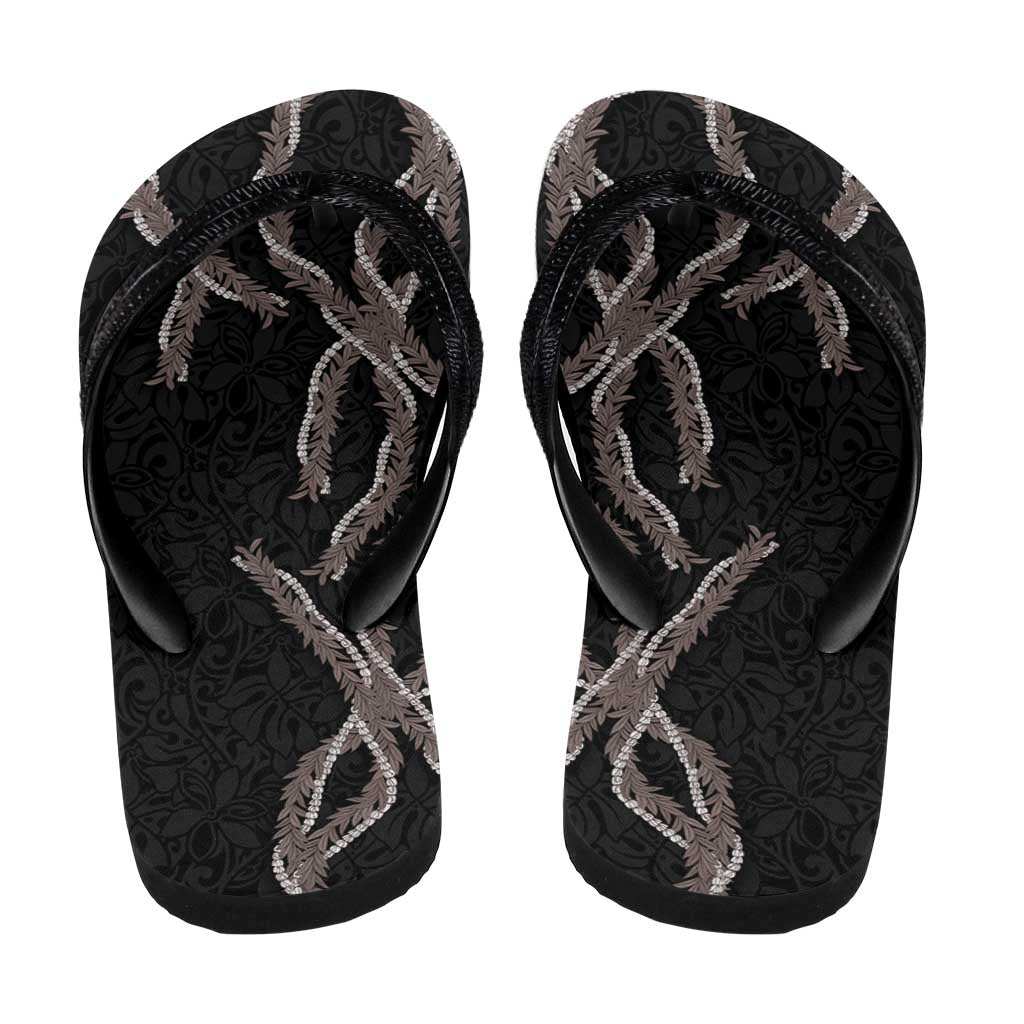 Hawaii Maile Lei Flip Flops Aloha Grayscale Color LT03 - Polynesian Pride
