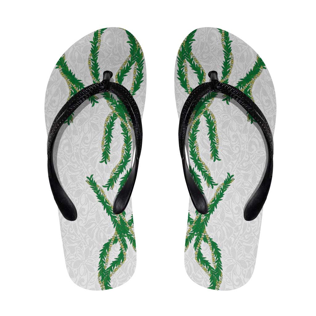 Hawaii Maile Lei Flip Flops Aloha White Color LT03 White - Polynesian Pride