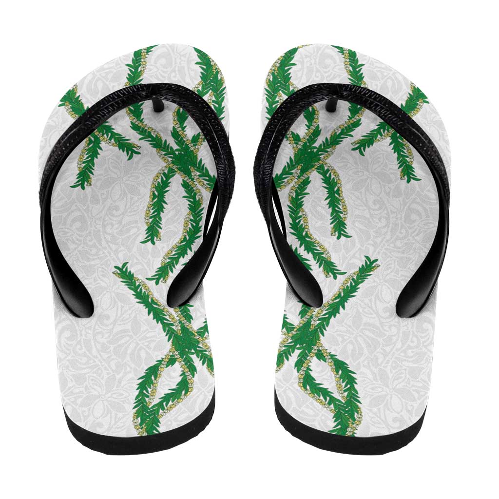 Hawaii Maile Lei Flip Flops Aloha White Color LT03 - Polynesian Pride