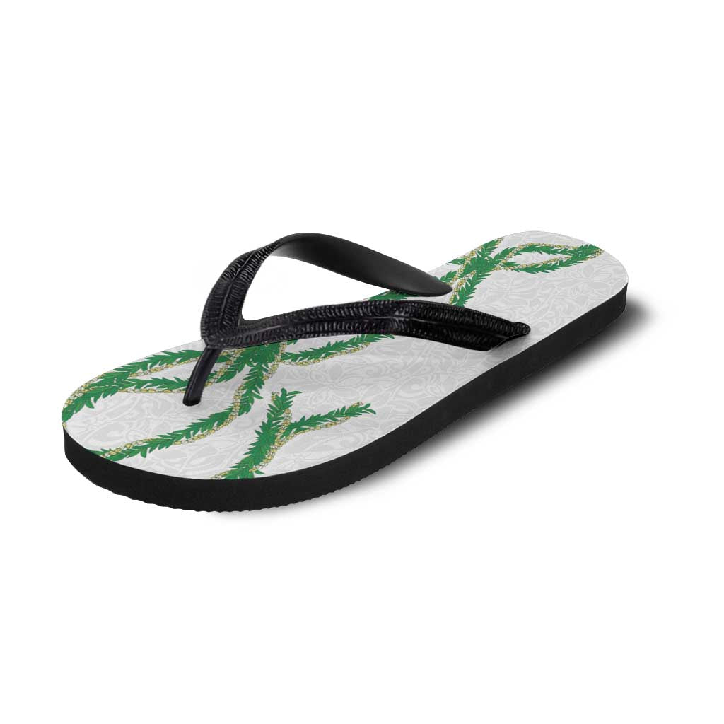 Hawaii Maile Lei Flip Flops Aloha White Color LT03 - Polynesian Pride