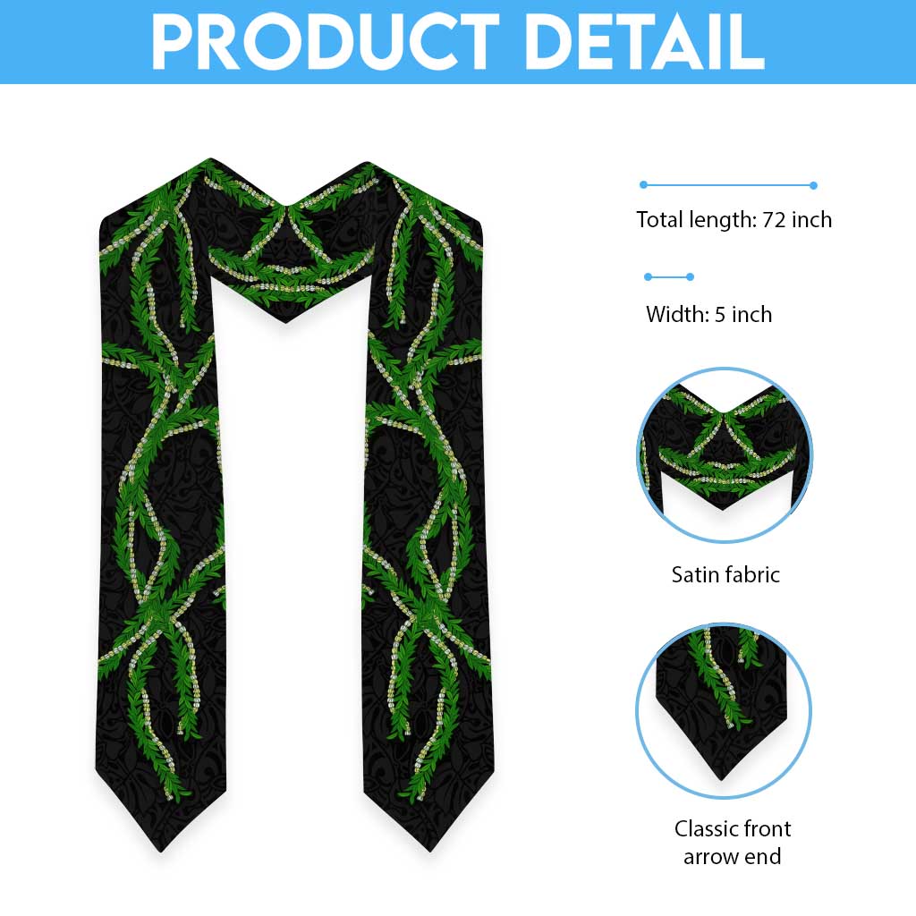 Hawaii Maile Lei Graduation Stole Aloha Black Color LT03 - Polynesian Pride