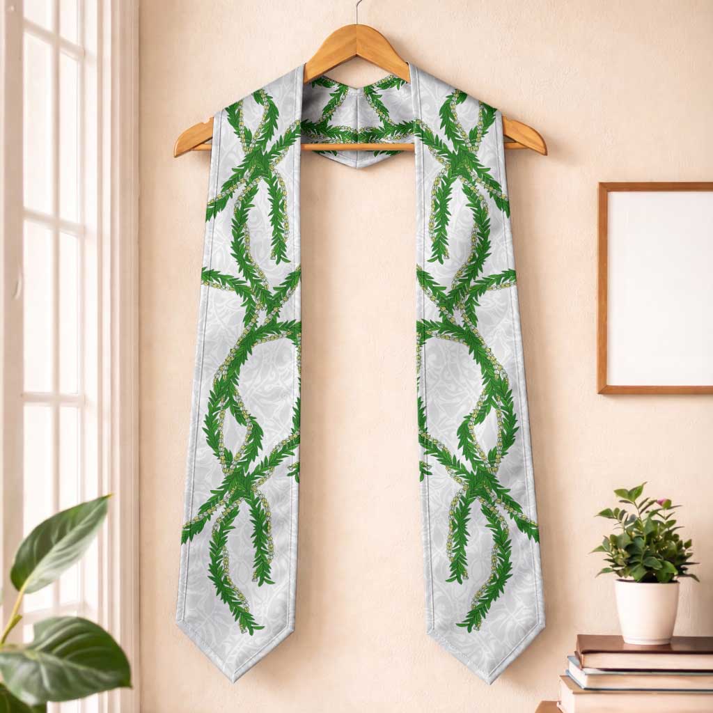 Hawaii Maile Lei Graduation Stole Aloha White Color