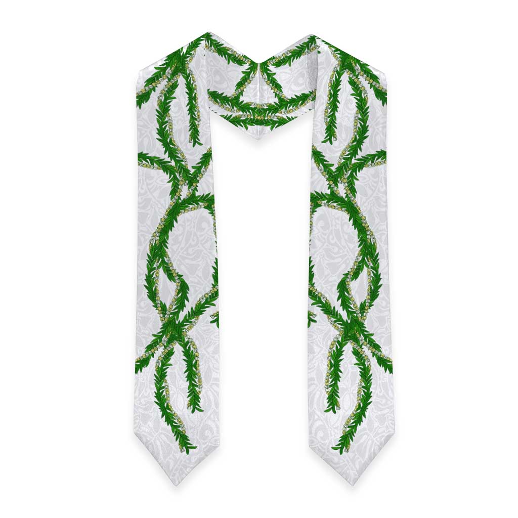 Hawaii Maile Lei Graduation Stole Aloha White Color