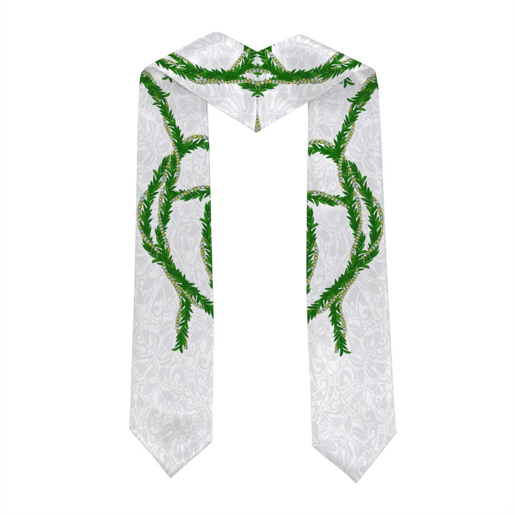 Hawaii Maile Lei Graduation Stole Aloha White Color