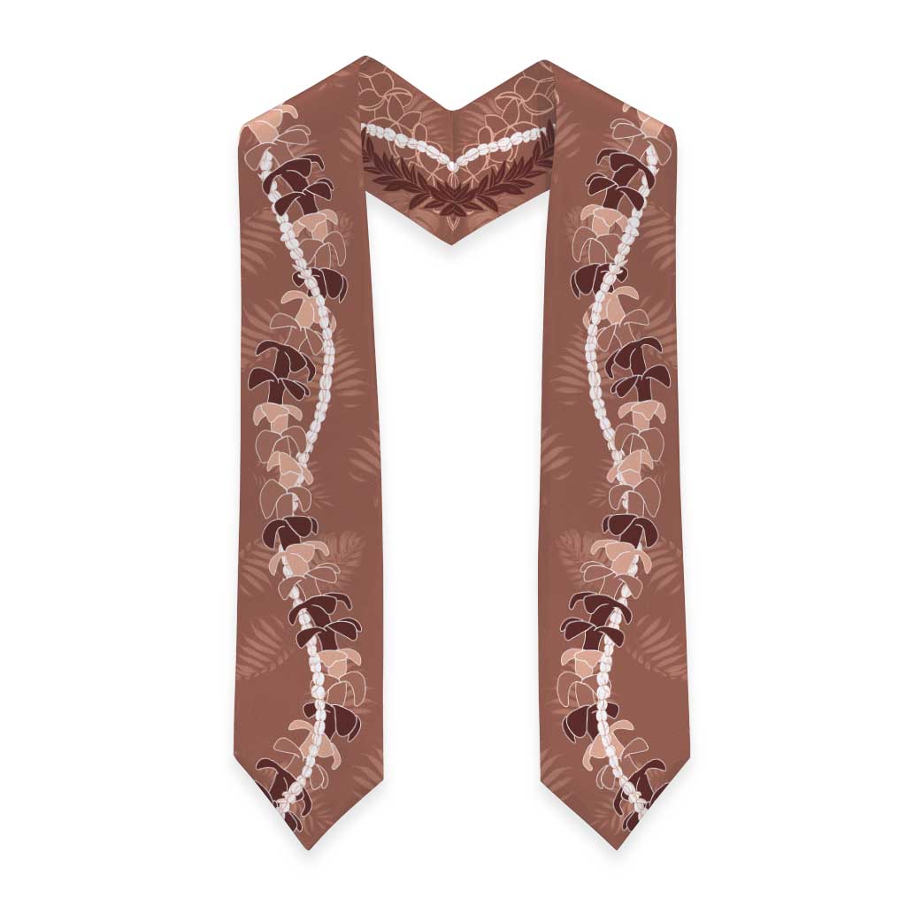 Hawaii Maile Lei Graduation Stole With Brown Monstera Pattern