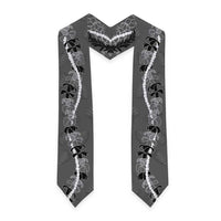 Hawaii Maile Lei Graduation Stole With Gray Monstera Pattern