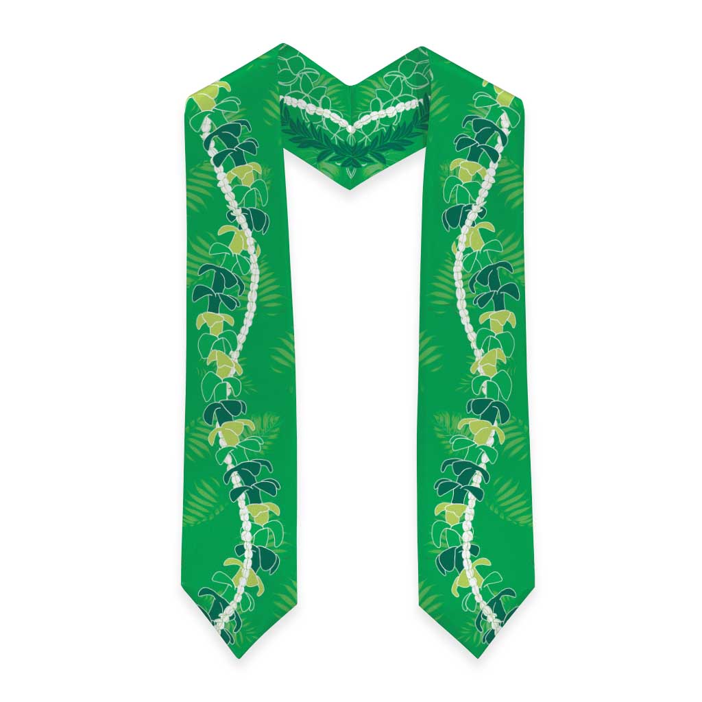 Hawaii Maile Lei Graduation Stole With Green Monstera Pattern
