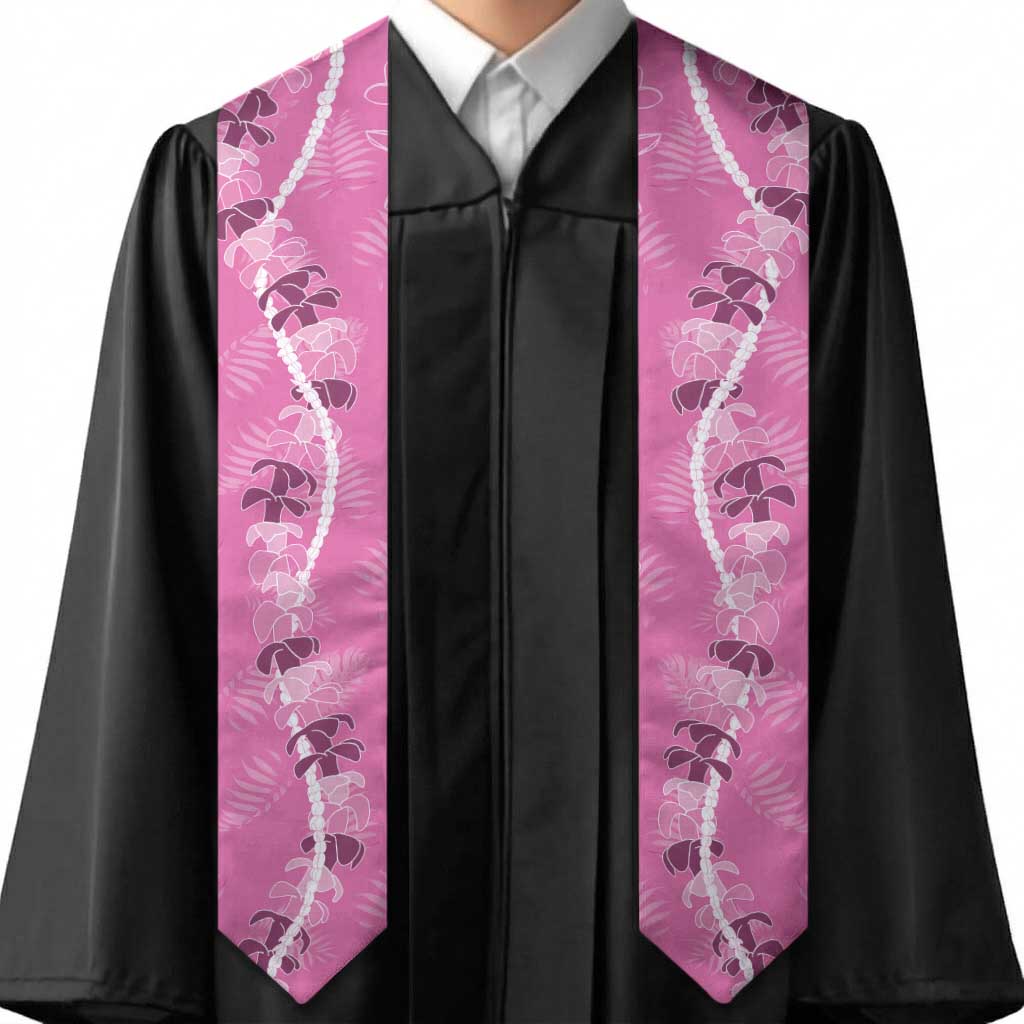 Hawaii Maile Lei Graduation Stole With Pink Monstera Pattern