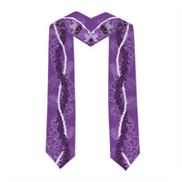 Hawaii Maile Lei Graduation Stole With Violet Monstera Pattern